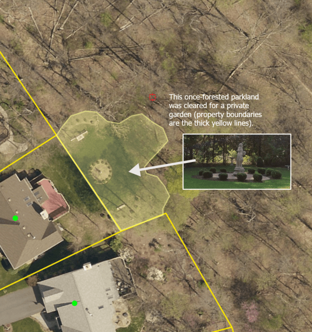 statue encroachment with caption